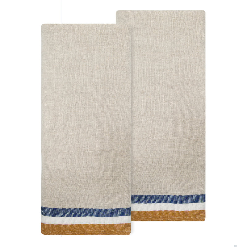 Torchon Camryn, Naturel / moutarde / naturel / bleu