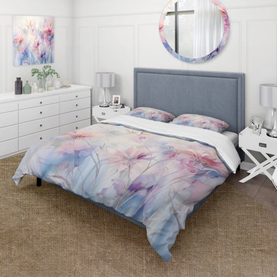 Purple Dreamy Florals II BeddingMicrofiber / Polyester Duvet Cover Set