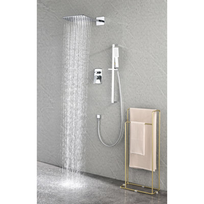 Système de douche avec pomme de douche, douchette à main, barre coulissante, tuyau, garniture de soupape pour moments de détente avec barre d'apparence, ensemble de douche