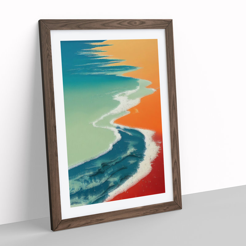 Beach Flames - Single Picture Frame Print, 64cm H x 46cm W x 2cm D, Walnut Framed