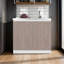 Armoire de rangement blanche et gris clair avec 2 portes et 3 tablettes-126326018