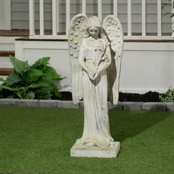 Somber Memorial Angel Figurine 8 Inch High