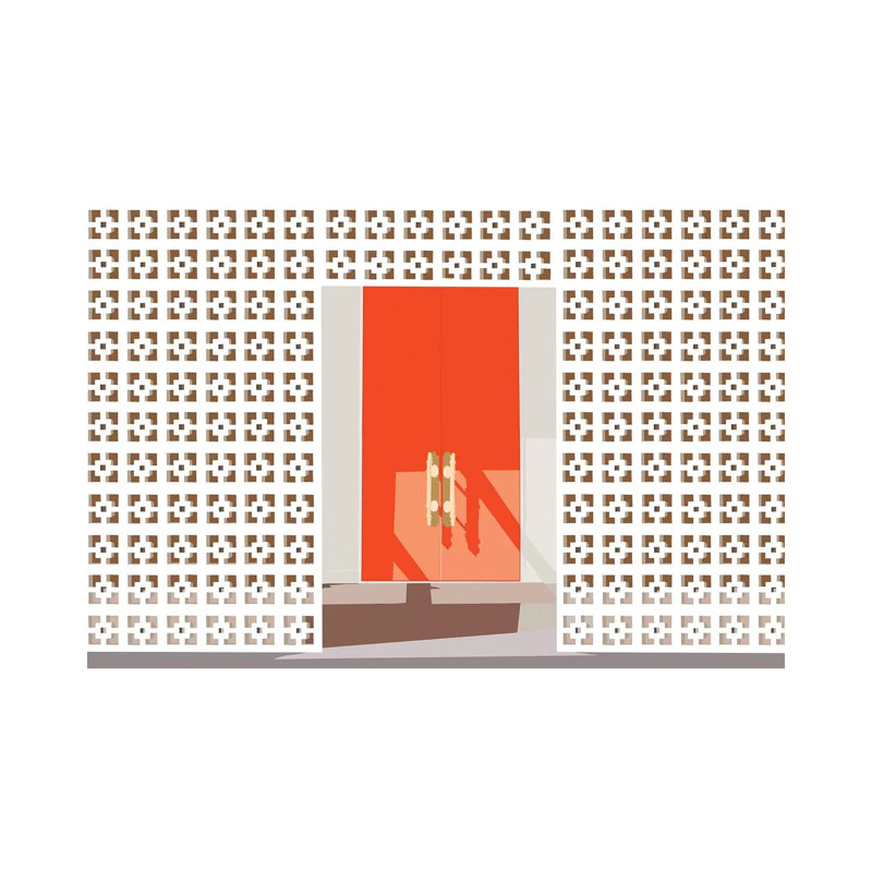 Mid Century Modern Front Door by Jen Bucheli - Print on Canvas, Wrapped Canvas, 45.72cm H x 66.04cm W x 1.9cm D