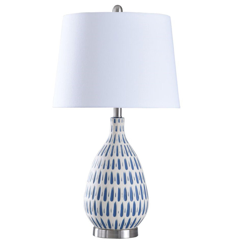 Lampe de table 28 po Gaston, Blanc / bleu
