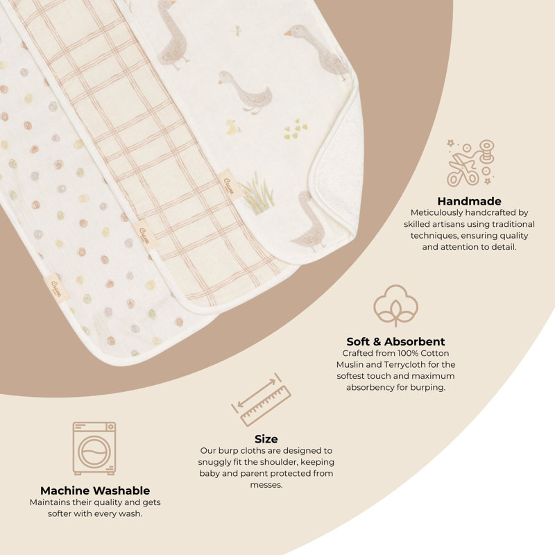 3-pc. Goose Burp Cloth Set