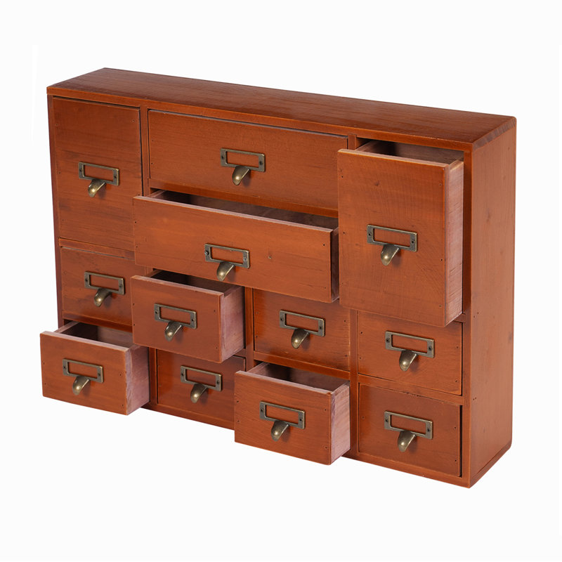 Wood Stackable Desk Organizer with 12 Drawers, Brown