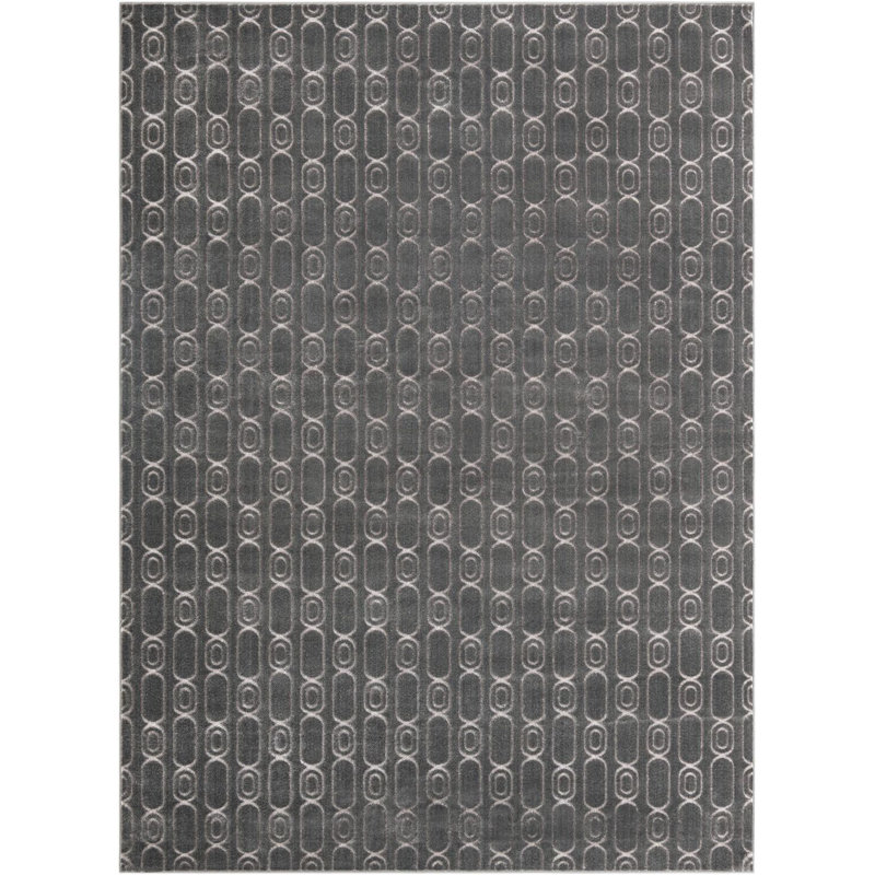 Tapis contemporain gris et argenté Vincente, Rectangle 10 pi x 13 pi 1 po