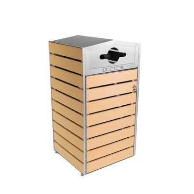 Manufactured Wood Manual Lift Recycling Bin - 45 Gallons