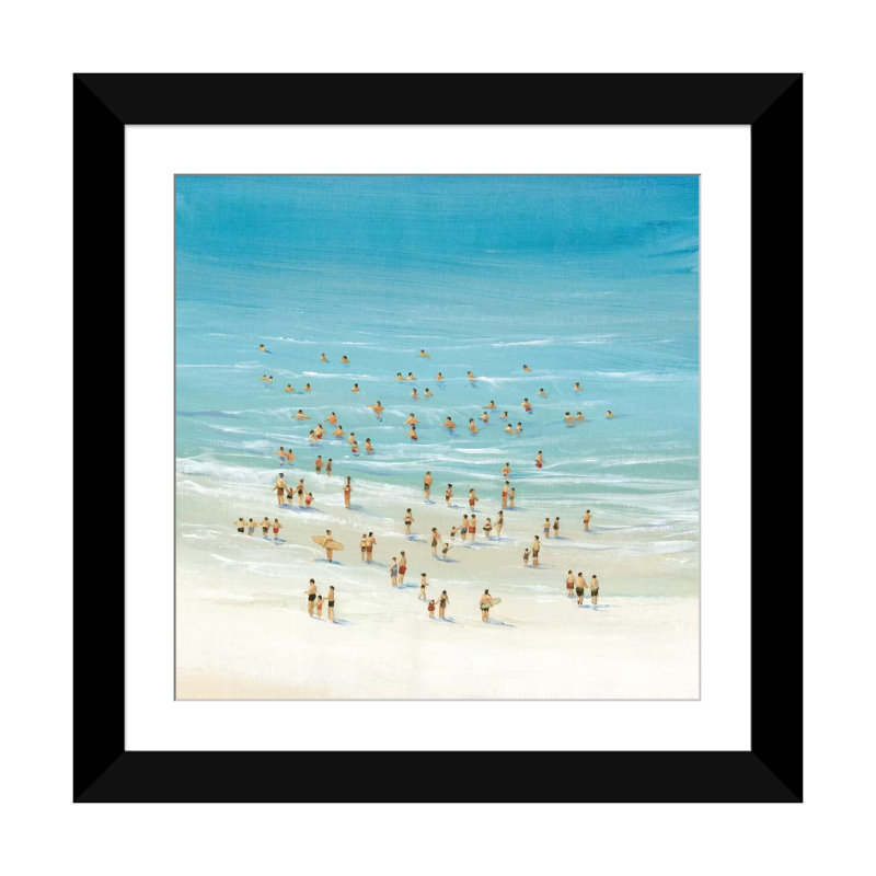 « ocean nage ii », impression sur toile, Papier d'art encadré noir, Blanc, H 24 po x l 24 po x P 1 po