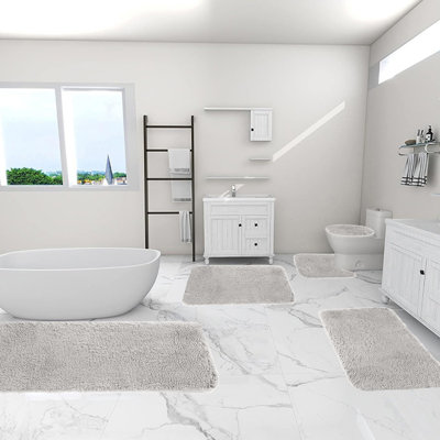 Bathroom Rugs Sets 5 Piece Soft Comfortable Water Absorption Non-Slip Bath Mats Set