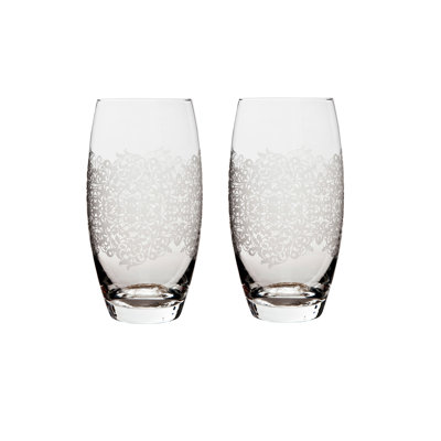 Monsoon Filigree Silver 475ml Glass Tumbler