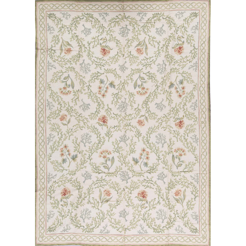 Hand-Knotted High-Quality Ivory and Ivory Area Rug