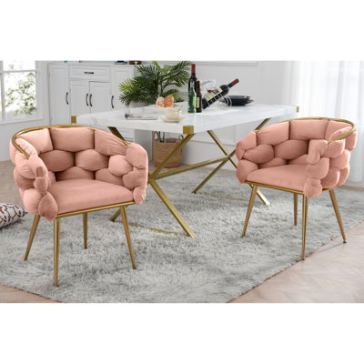 Modern Velvet Chair For Bedroom, Home - Pink Color, Of 2 Chairs Bedroom Furniture, Simple Luxury,