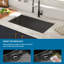 33 "X 19" X 9 "Noir évier de cuisine encastrable noir de calibre 16 avec ensemble de drain