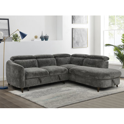Sectional Sofa Bed Sleeper Sofa With Storage Chaise 2 In 1 Pull Out Couch Bed For Living Room Sectional Couch With Pull Out Bed, Dark Gray