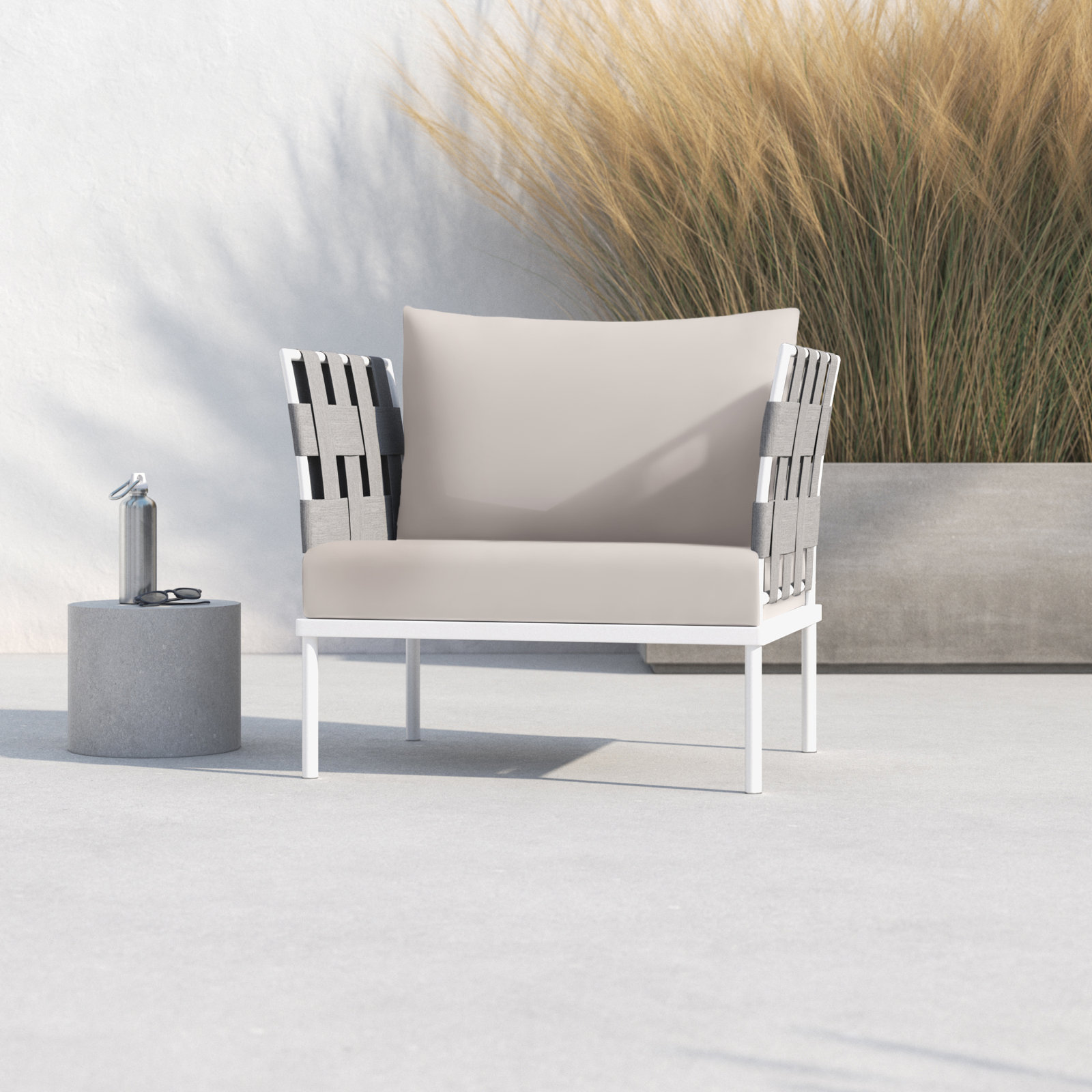 Harmony Outdoor Patio Aluminum Armchair, Beige