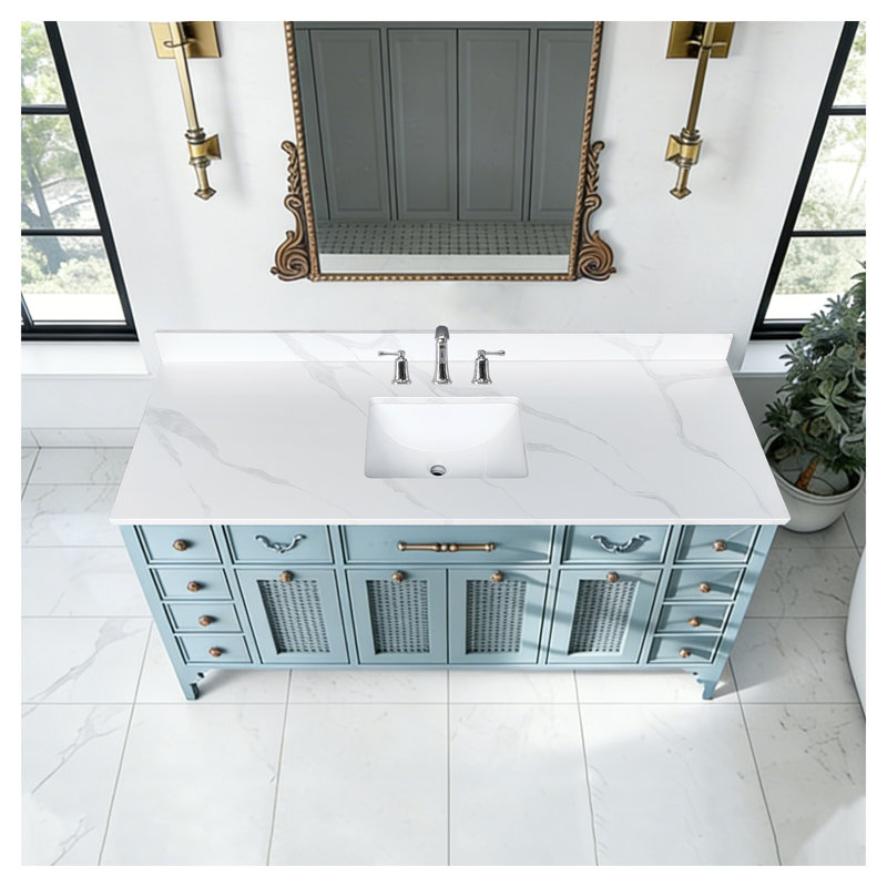 quartz countertop with undermount sink bathroom