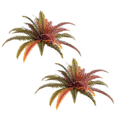Ensemble de 2 buissons de fougères artificielles Boston, 28 feuilles chacune résistantes aux rayons UV, imperméables, pour la décoration de jardin et de ferme