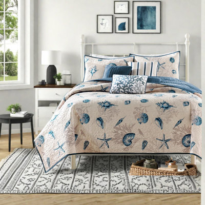 Ensemble de literie Coastal, couette king en polyester brossé avec 3 oreillers, réversible