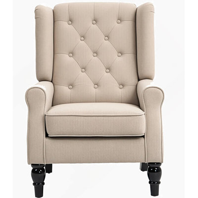 Chaise longue capitonnée à boutons, beige