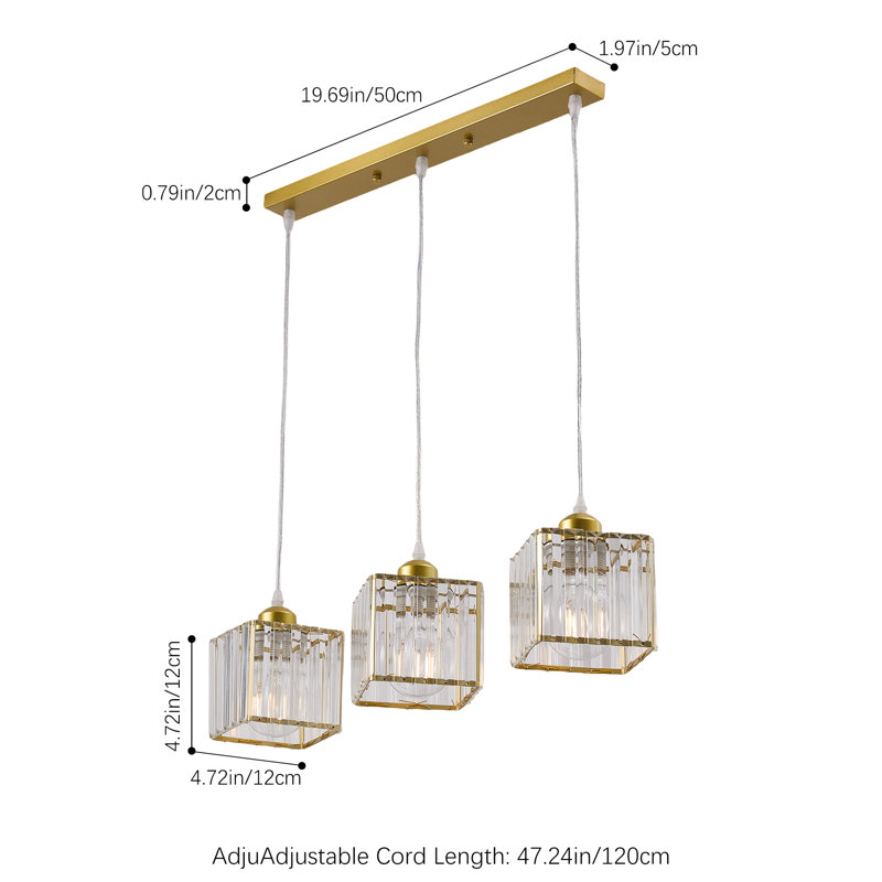 3 - Light Pendant, Gold, Brushed Gold