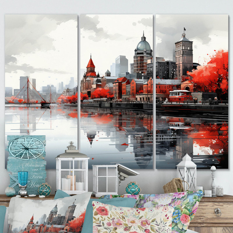 Canada Urban Reflections II sur toile, 3 pièces, H 28 po x l 36 po x P 1 po
