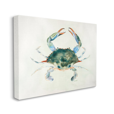 Crabe bleu sur aquarelles douces beiges
