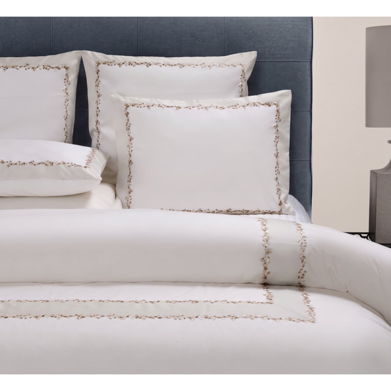 Incanto Embroidery by DEA 100% Cotton Sham, Euro Sham, Ivory
