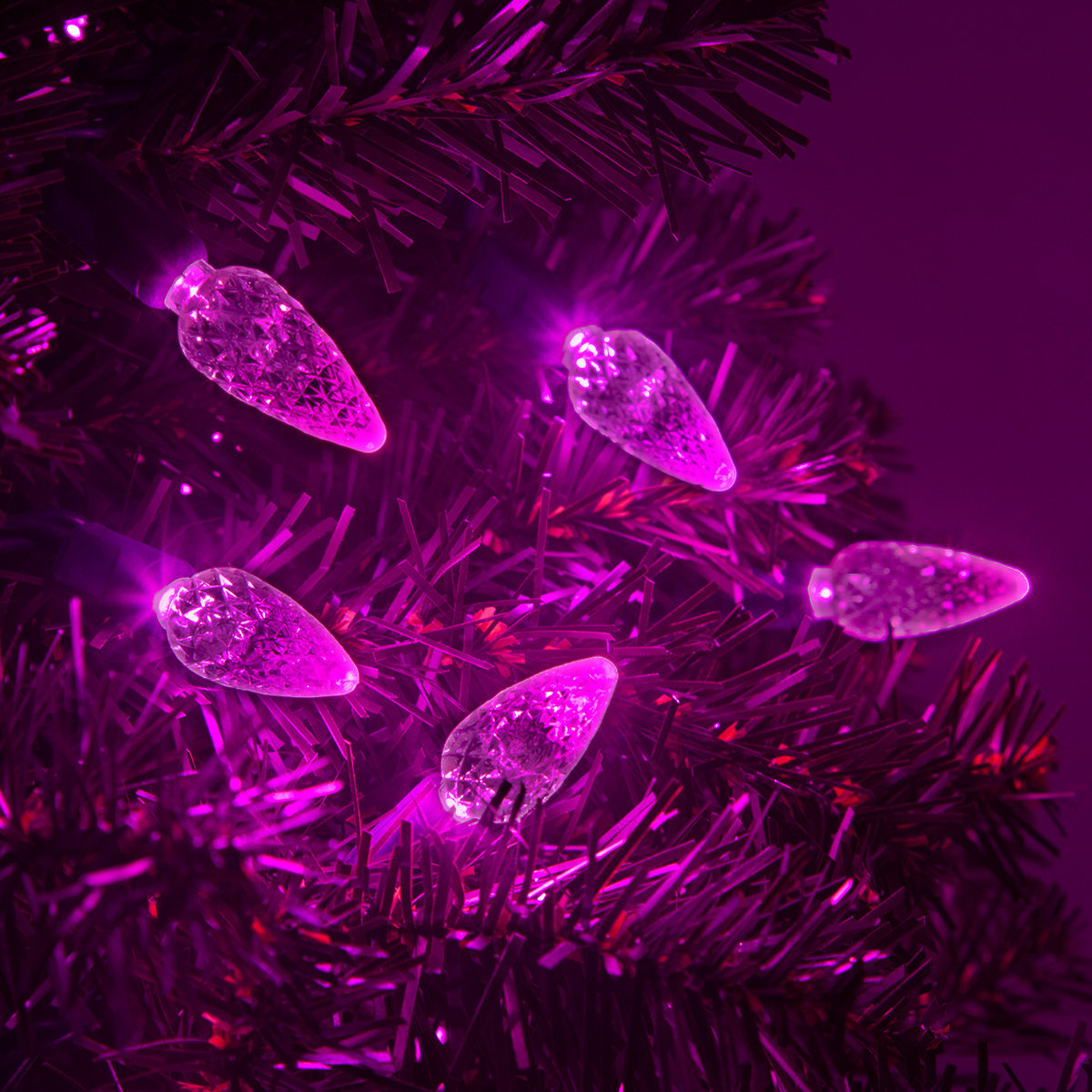 70-Light C6 LED Christmas String Lights, Pink