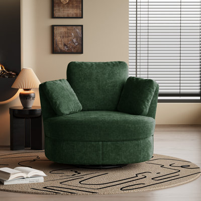 Fauteuil demi-tonneau pivotant à 360 ° l 40,5 po, fauteuil club chenille, fauteuil de loisirs