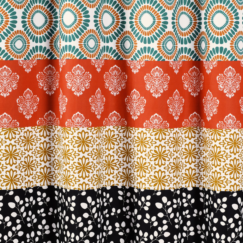 Tamela Polyester Shower Curtain, Turquoise/Orange, 183cm x 213cm