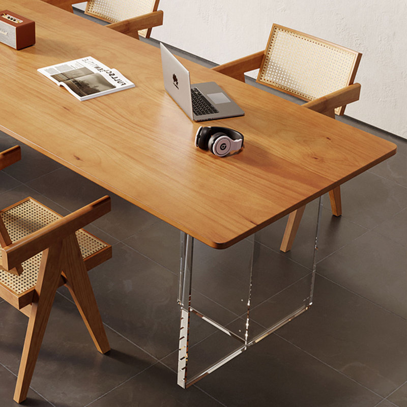 Brown Rectangular Solid Wood desk, 29.6" H x 63" W x 27.6" D