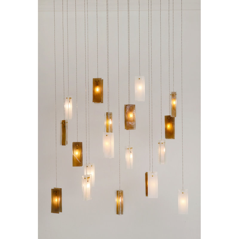 LED Pendant, 48" H x 30" W x 12" D, Amber, 19