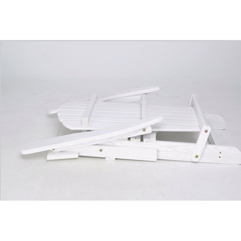 Ensemble de 2 chaises longues en bois de cèdre massif avec grain de bois, Blanc