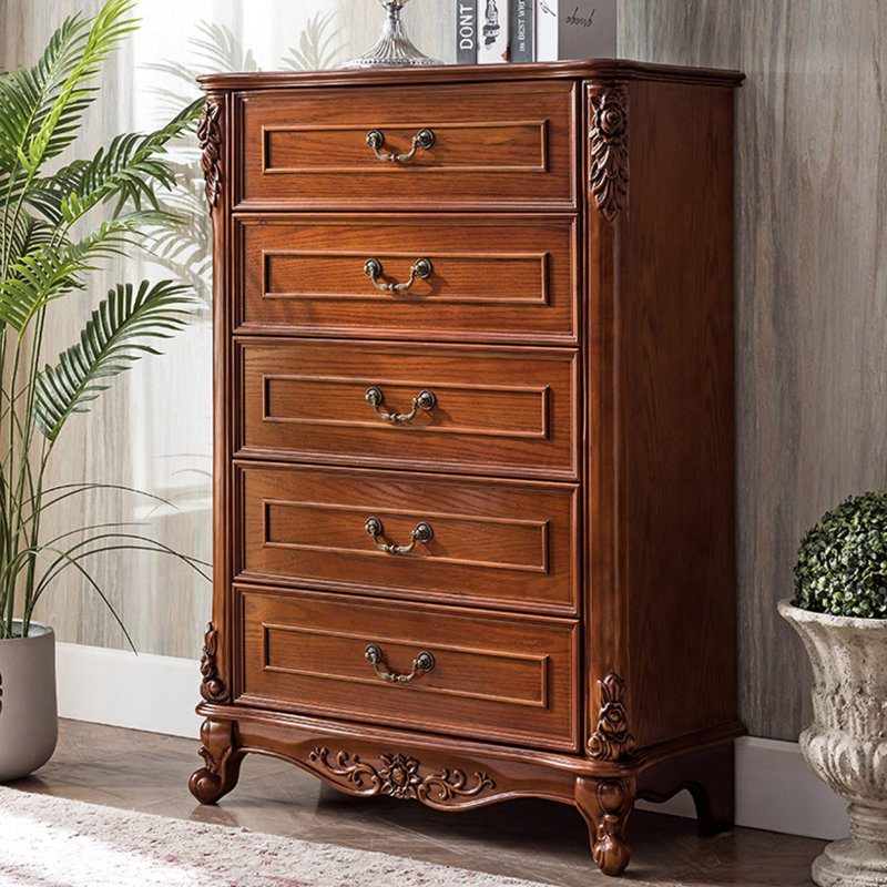 Armoire d'appoint cerisier massif et bois manufacturé, H 44,88 po x L 31,10 po x l 15,35 po