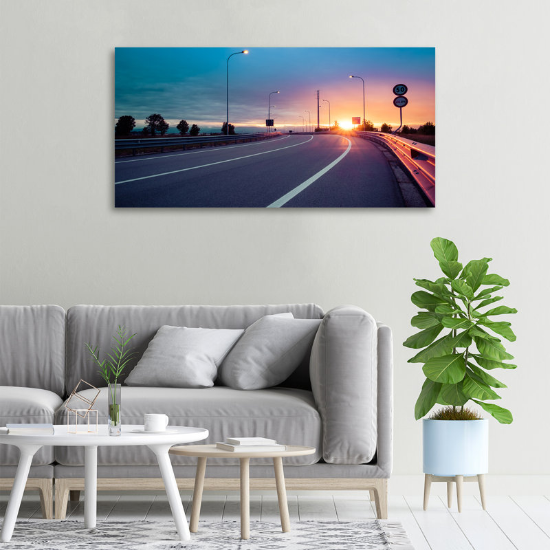 Highway - No Frame Print on Glass, 50cm H x 100cm W x 2cm D, Canvas