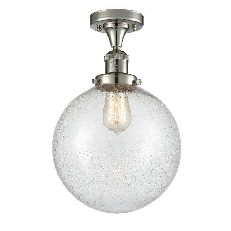 Plafonnier semi-encastré 10 po Zarmayr, Ampoule non incluse, Grainé, Nickel poli
