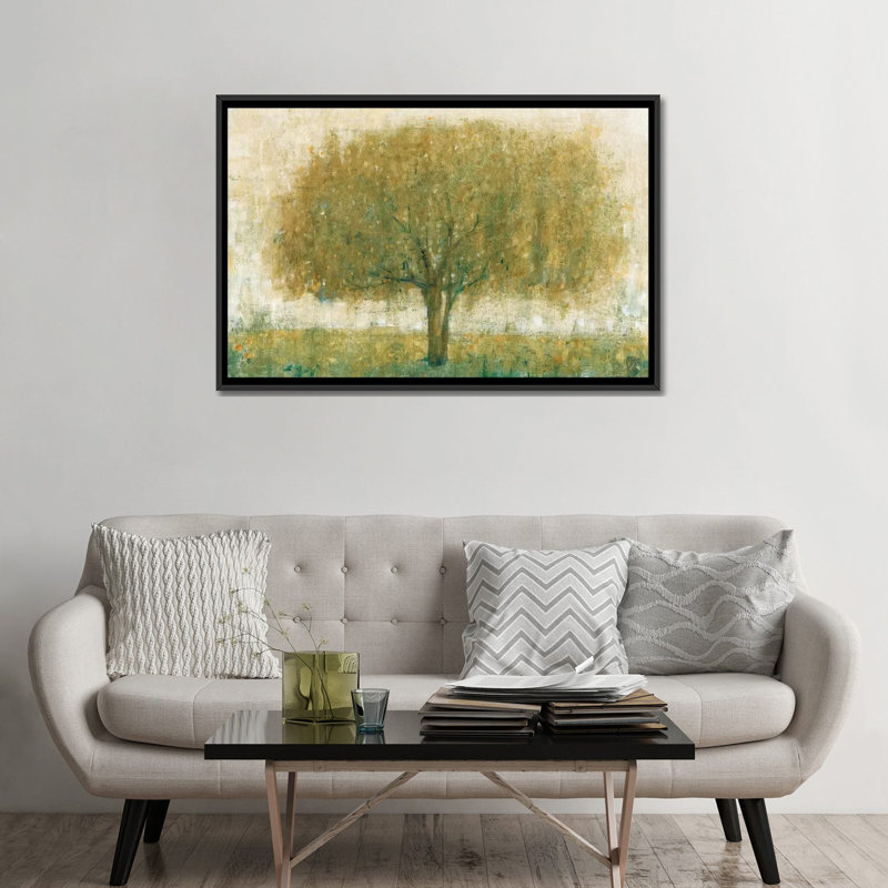« summer day tree ii », impression sur toile, H 18 po x l 26 po x P 1,5 po, Toile avec cadre noir, Pas de tapis