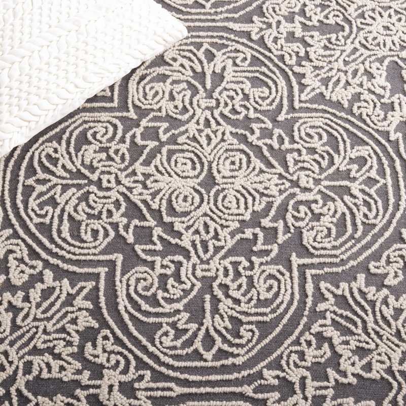 Marys Trace Hand Tufted Wool And Cotton With Latex Geometric Rug, Rectangle 5' x 8'