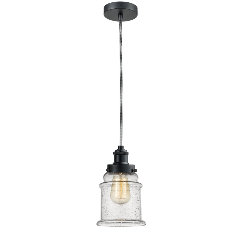 Luminaire suspendu en forme de cloche à 1 lumière Waterville, Noir mat