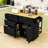 Farmhouse Rolling Kitchen Island with Drop Leaf, Storage Cabinet, Drawers, Power Outlet and 2 Stools-740859530