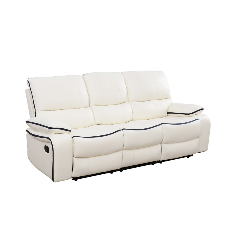 Fauteuil inclinable 3 places, causeuse rembourrée avec porte-gobelets, ligne, blanc