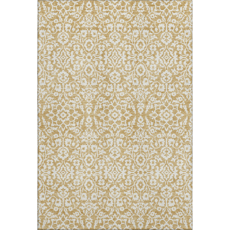 Premium Machine Washable Prisco Gold Rug