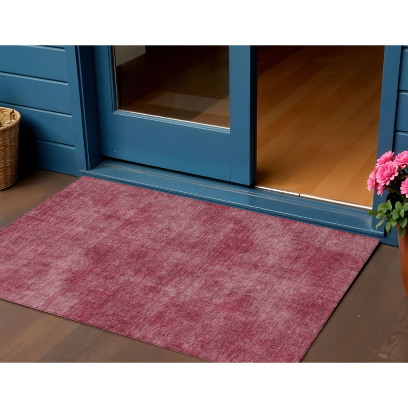 HomeRoots 3' X 5' Red Washable Indoor Outdoor Area Rug