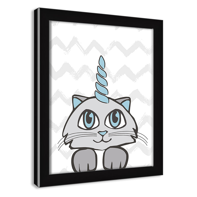 Caticorn II, art encadré, H 10 po x l 8 po x P 1,18 po, Structure noire
