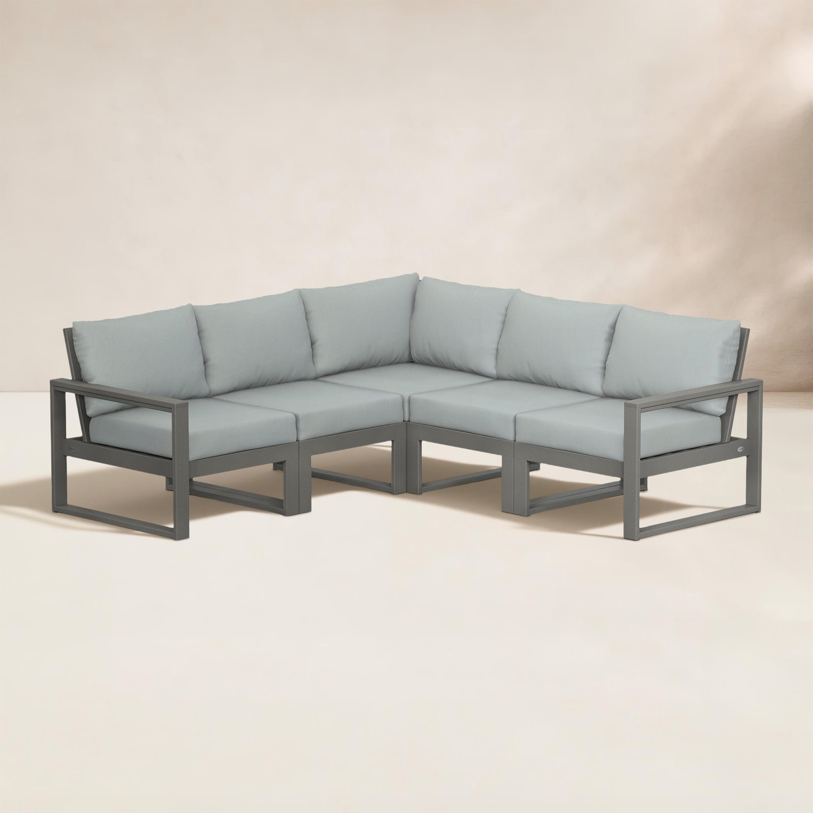 POLYWOOD® Edge 85" Patio Sectional, Spa, Slate Grey