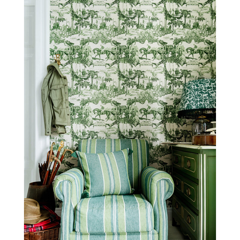 The Derby Wallpaper, Green/Taupe