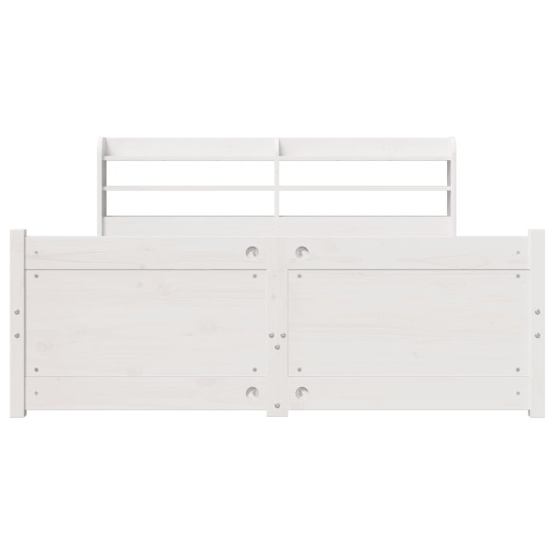 Bed Frame With Headboard Without Mattress, White, Double (4'6)