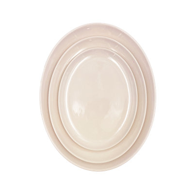 Très grand plateau de service ovale en porcelaine