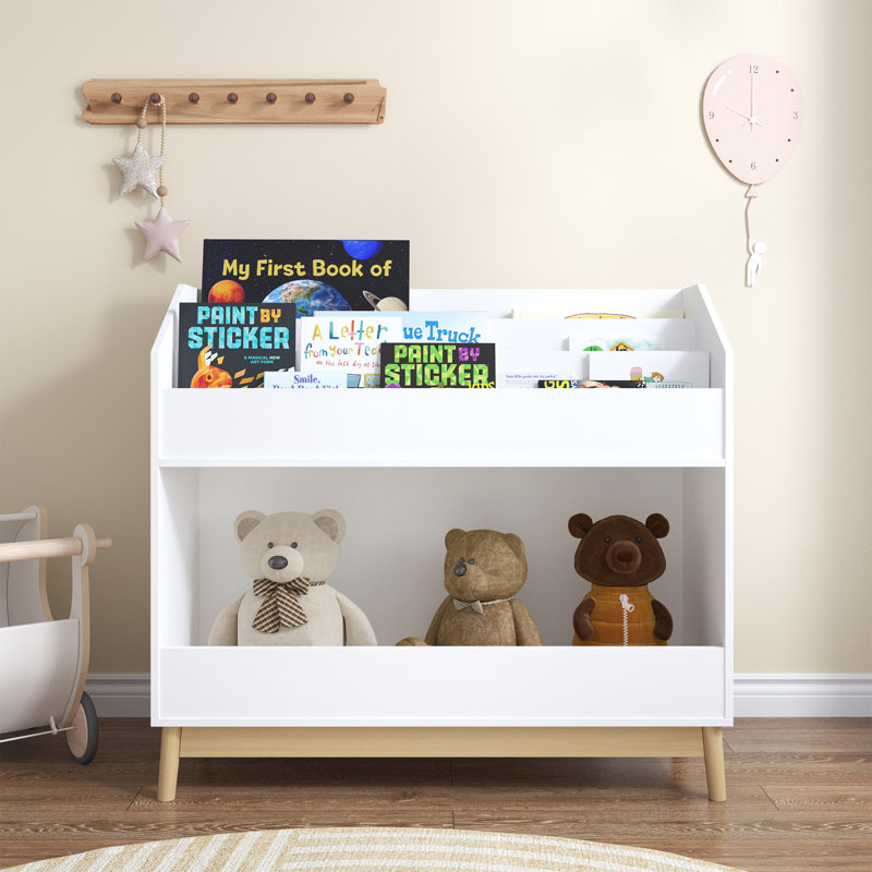 Organisateur de bibliothèque en bois pour chambre ou salle de jeux, blanc